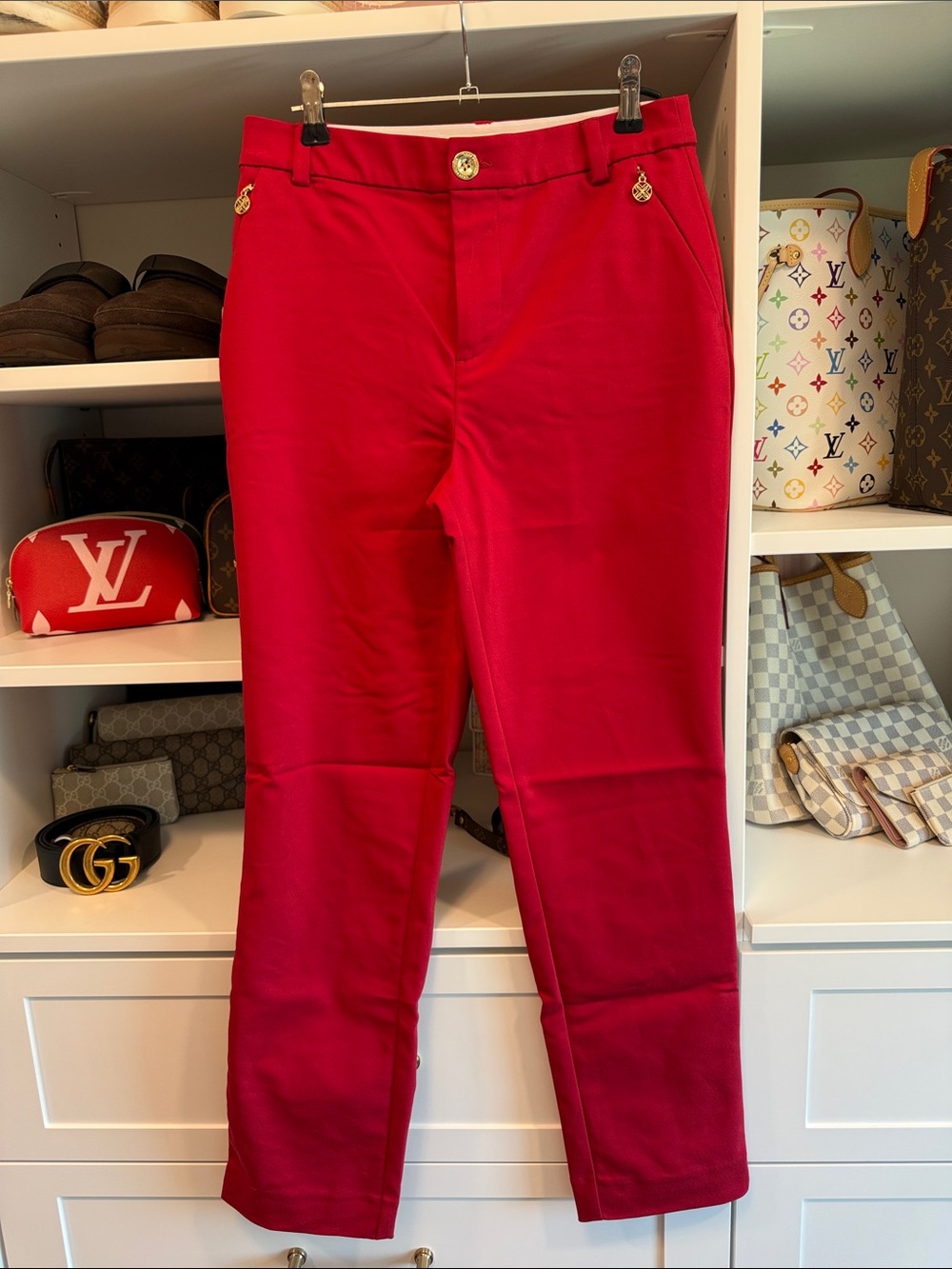 Lilly Pulitzer Ana High Rise Pants Malbec Red Gorgeous Like New